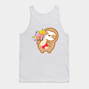 Cute Flower Bouquet Sloth Tank Top